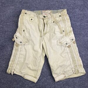 Jet Lag Mens Cargo Shorts Tan Cotton Organic Sanforized Multi Pocket Size 29